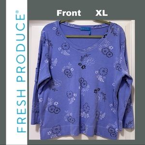 Fresh Produce Periwinkle XXL Women’s Top 3/4 Sleeve